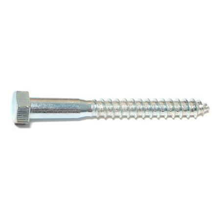 Midwest Fastener Lag Screw, 3/8 in, 3-1/2 in, Steel, Zinc Plated Hex Hex Drive, 10 PK 35026